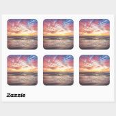 Zonnestrand en zee vierkante sticker (Vel)