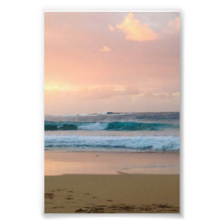 Zonnestrand met oceaan foto afdruk