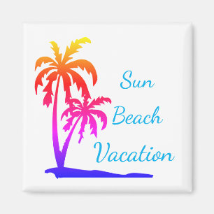 Zonnestrand vakantie kleurrijke palmbomen magneet