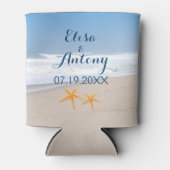 Zonnestrandbruiloft met garnalen blikjeskoeler (Voorkant)