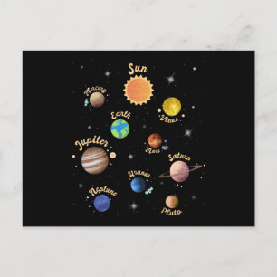 Zonnesysteemcentrales Kinder kennis buitenruimte Briefkaart