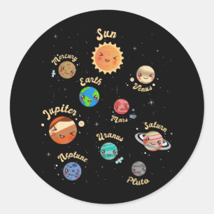 Zonnesysteemcentrales Kinder kennis buitenruimte Ronde Sticker