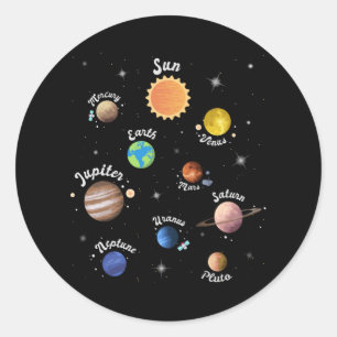 Zonnesysteemcentrales Kinder kennis buitenruimte Ronde Sticker