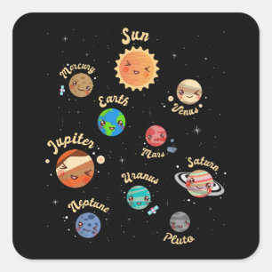Zonnesysteemcentrales Kinder kennis buitenruimte Vierkante Sticker