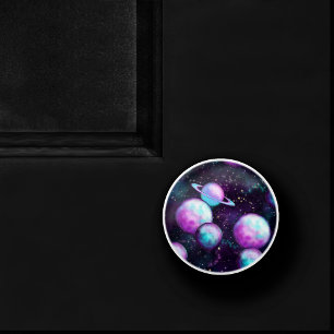 Zonnesysteemgloed   Kosmic Blue Paars roze planet Keramische Knop