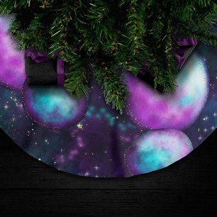Zonnesysteemgloed   Kosmic Blue Paars roze planet Kerstboom Rok