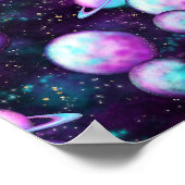 Zonnesysteemgloed | Kosmic Blue Paars roze planet Poster (Hoek)