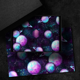 Zonnesysteemgloed   Kosmic Blue Paars roze planet Tissuepapier