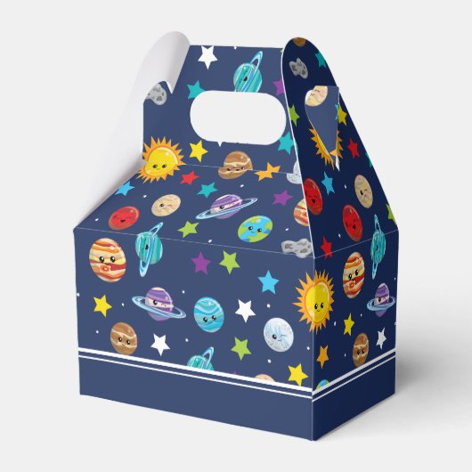 Zonnesysteempatroon voor kinderen Goedendag Dank u Bedankdoosjes (Achterkant)