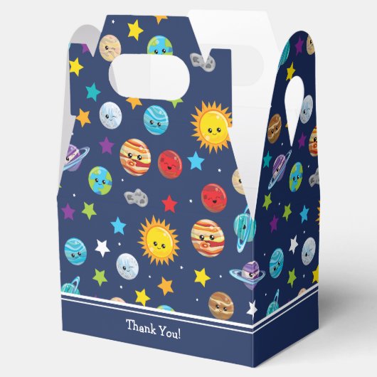 Zonnesysteempatroon voor kinderen Goedendag Dank u Bedankdoosjes (Geopend)