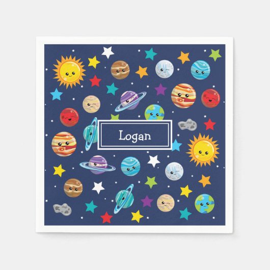 Zonnesysteempatroon voor kinderen op zaterdag servet (Voorkant)
