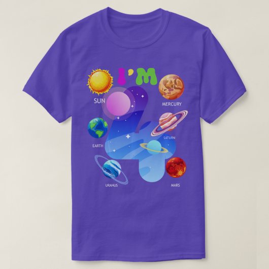 Zonnesysteemplaneten die 4 jaar oud zijn en 4 jaar t-shirt (Design voorkant)