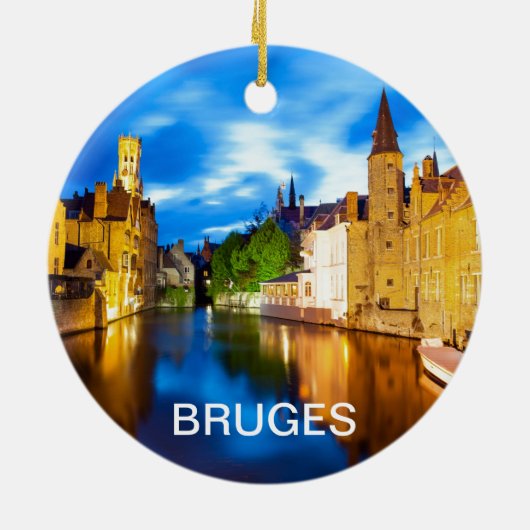 Zonnetijd in Brugge. België Keramisch Ornament (Achterkant)