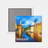 Zonnetijd in Brugge. België Magneet (Voorkant / Achterkant)
