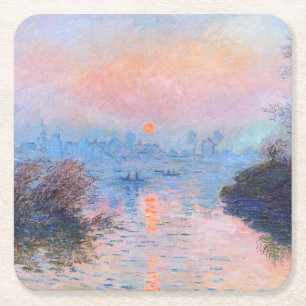Zonnetijd op de Seine Claude Monet Vierkante Kartonnen Onderzetter