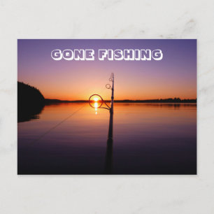 Zonnetijd op een zomermeer gezien door een visstaa briefkaart