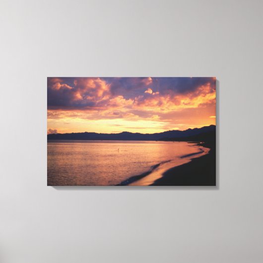 Zonnetijd op het strand canvas afdruk (Voorkant)