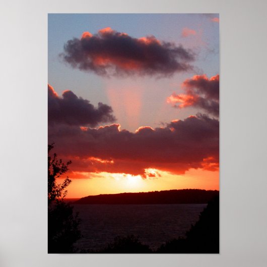 Zonnetijd over de baai van St. Aubin in Jersey Poster (Voorkant)