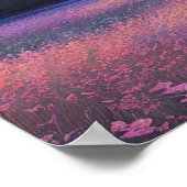 Zonnetijd over een gebied van Roze en Blauwe Bloem Poster (Hoek)