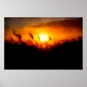 Zonnetijd over een kornveld   Impressionisme Schil Poster