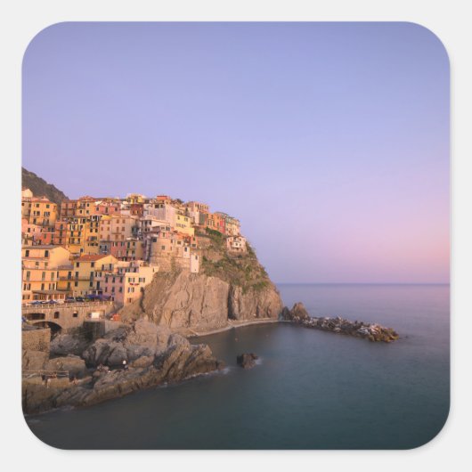 Zonnetijd over het dorp Manarola in Cinque Terre Vierkante Sticker (Voorkant)