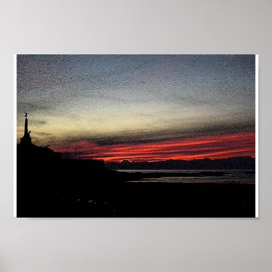 Zonnetijd over het zee in Aberystwyth Poster (Voorkant)