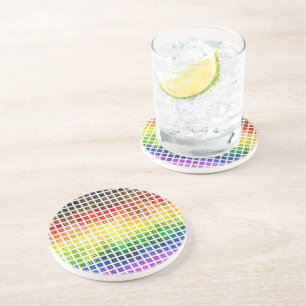 Zonnetje Boho Plaid Kleurrijke Homoseksuele Regenb Zandsteen Onderzetter