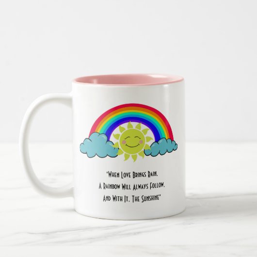 Zonneuwen en regenbogen tweekleurige koffiemok (Links)