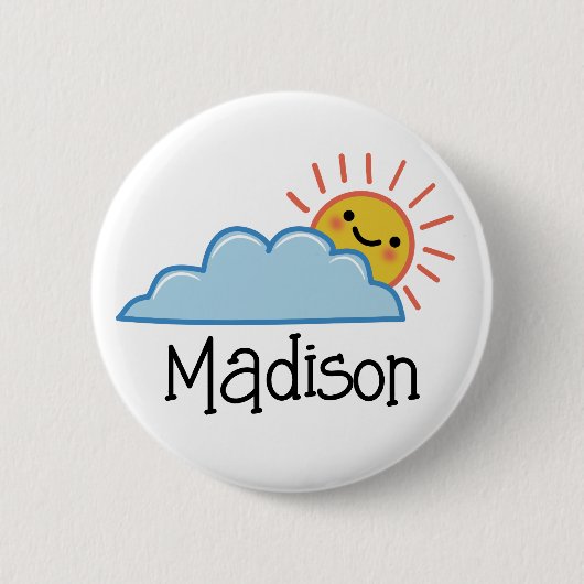 Zonneuwen en wolken op maat ronde button 5,7 cm (Voorkant)