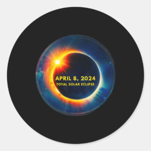 Zonneverduistering 2024 april 8 Hond Zonneverduist Ronde Sticker