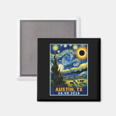 Zonneverduistering 2024 Austin Texas Van Gogh Ster Magneet (Voorkant / Achterkant)