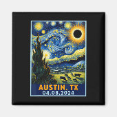 Zonneverduistering 2024 Austin Texas Van Gogh Ster Magneet (Voorkant)