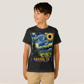 Zonneverduistering 2024 Austin Texas Van Gogh Ster T-shirt (Voorkant volledig)