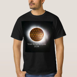 Zonneverduistering 2024 Gouden Sprankelende Bloem  T-shirt