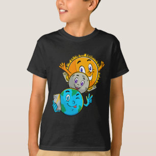 Zonneverduistering 2024 Grappige Aarde Zon Maan Se T-shirt