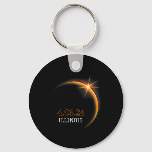 Zonneverduistering 2024 Illinois Totality Spring 4 Sleutelhanger