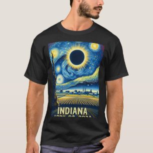 Zonneverduistering 2024 Indiana Sterrennacht T-shirt