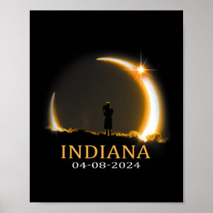Zonneverduistering 2024 Indiana Totaal Zonneverdui Poster