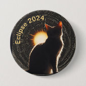 Zonneverduistering 2024 zon kat ronde button 7,6 cm (Voorkant)