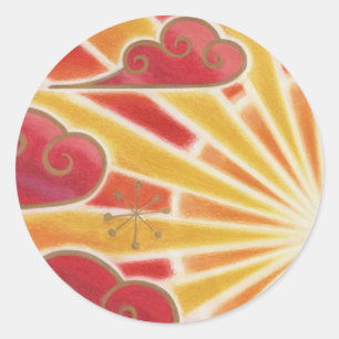 Zonnevignet rond ronde sticker