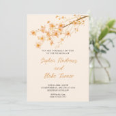 Zonnevrije Oranje bloemen Eenvoudig roomhuwelijk Kaart (Staand voorkant)