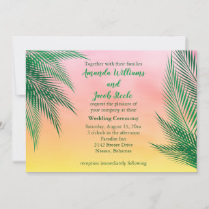 Zonnevrije Waterverf Palm Leaves Wedding Kaart