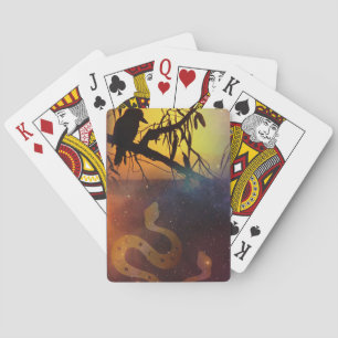 Zonnewende Kookaburra Silhouet Hemelse Slang Pokerkaarten