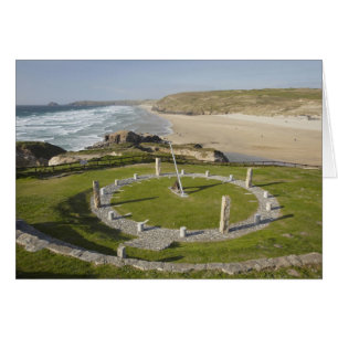 Zonnewijzer en Perran Beach, Perranporth, Cornwall