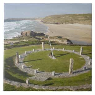 Zonnewijzer en Perran Beach, Perranporth, Cornwall Tegeltje