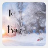 Zonnewinterkerstfeestdag Sticker label (Voorkant)