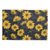 Zonnewortel, wilde zonnebloem in geel en blauw kussensloop (Achterkant-Links)