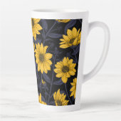 Zonnewortel, wilde zonnebloem in geel en blauw latte mok (Rechts)