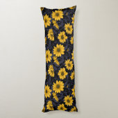 Zonnewortel, wilde zonnebloem in geel en blauw lichaamskussen (Achterkant (Verticaal))