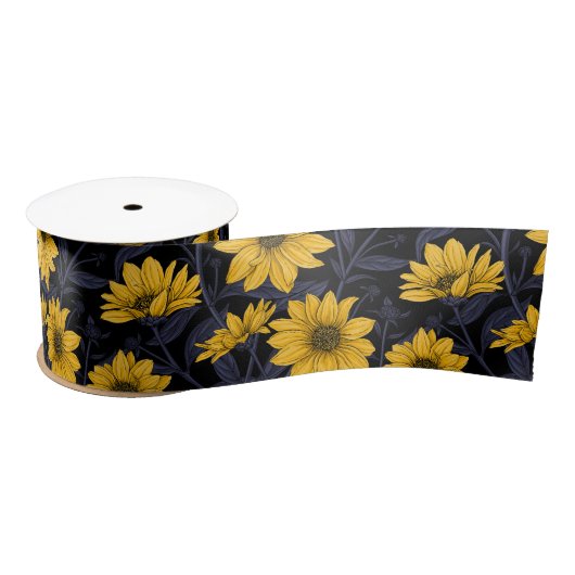 Zonnewortel, wilde zonnebloem in geel en blauw lint (Spoel)